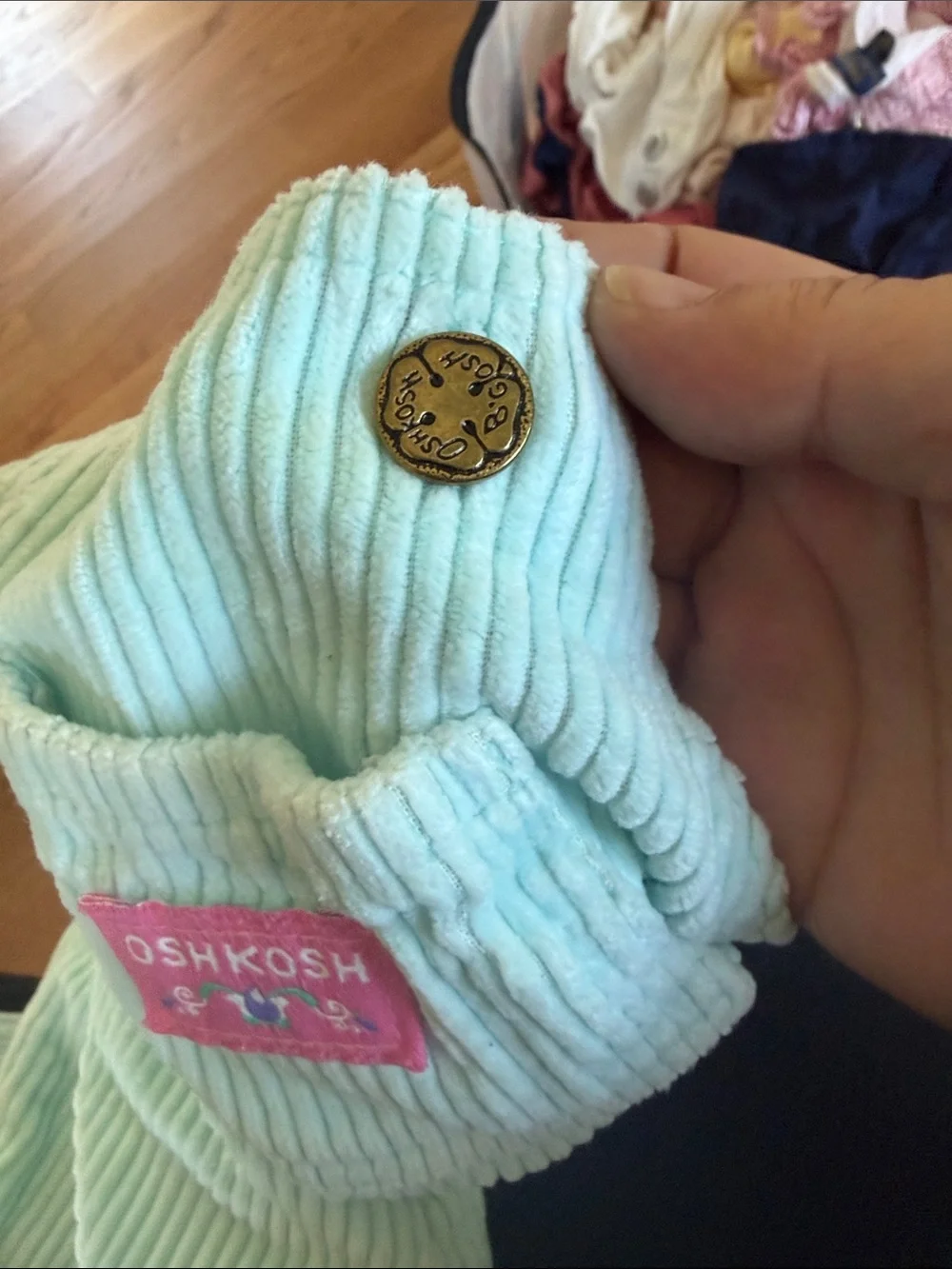 Vintage OshKosh B'gosh Mint Green Corduroy Overalls size 24 months